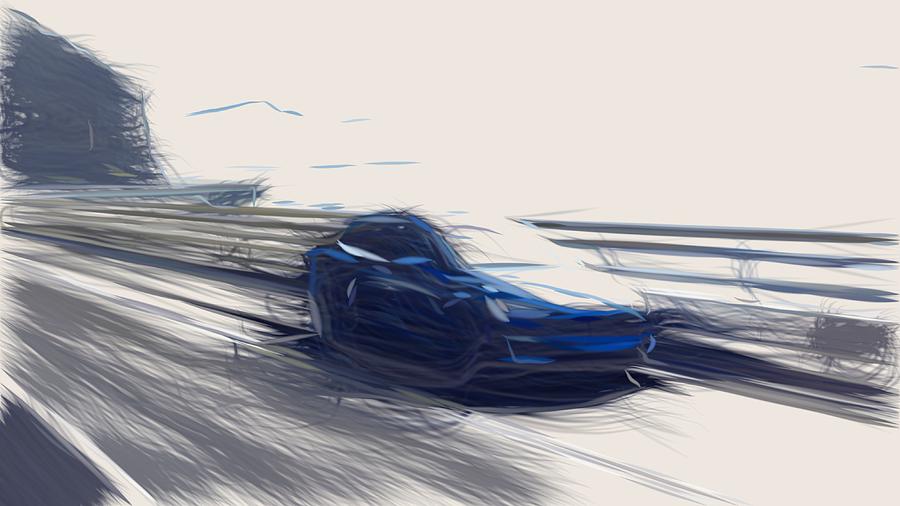 Tesla Model X Drawing #9 Digital Art by CarsToon Concept