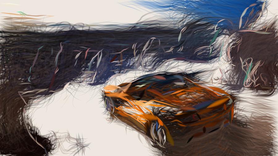 Tesla Roadster Draw #9 Digital Art by CarsToon Concept