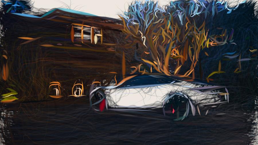 Tesla Roadster Drawing #9 Digital Art by CarsToon Concept