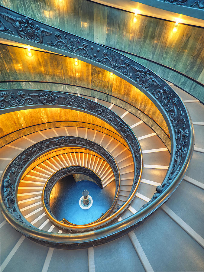 Abstract Photograph - The Bramante Staircase Is A Double #8 by Daniel Chetroni