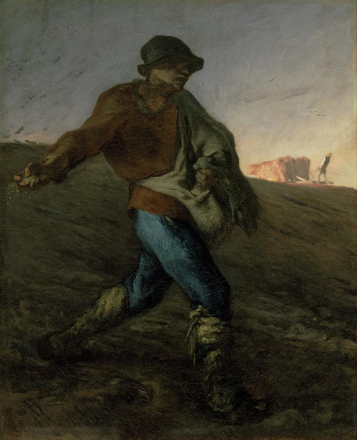 Hat Painting - The Sower by Jean-francois Millet