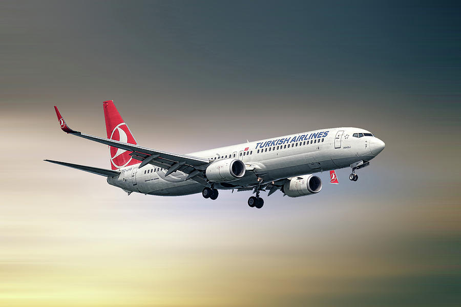 Turkish Mixed Media - Turkish Airlines Boeing 737-9f2 by Smart Aviation Turkish Mixed Media - Turkish Airlines Boeing 737-9f2 by Smart Aviation