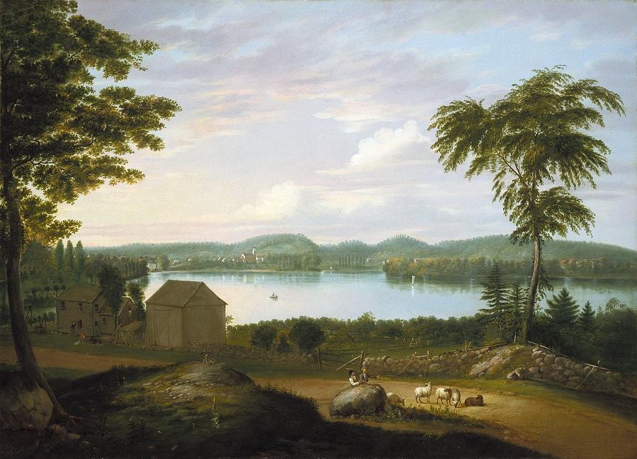 View of Springfield on the Connecticut River #8 Painting by Alvan Fisher