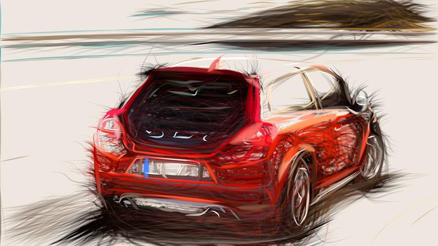 Volvo C30 Draw #8 Digital Art by CarsToon Concept