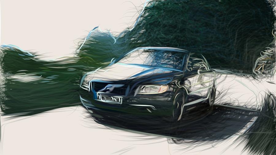 Volvo S80 Draw #8 Digital Art by CarsToon Concept