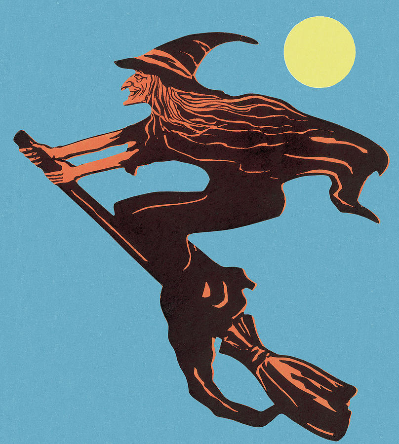 Halloween Drawing - Witch #8 by CSA Images