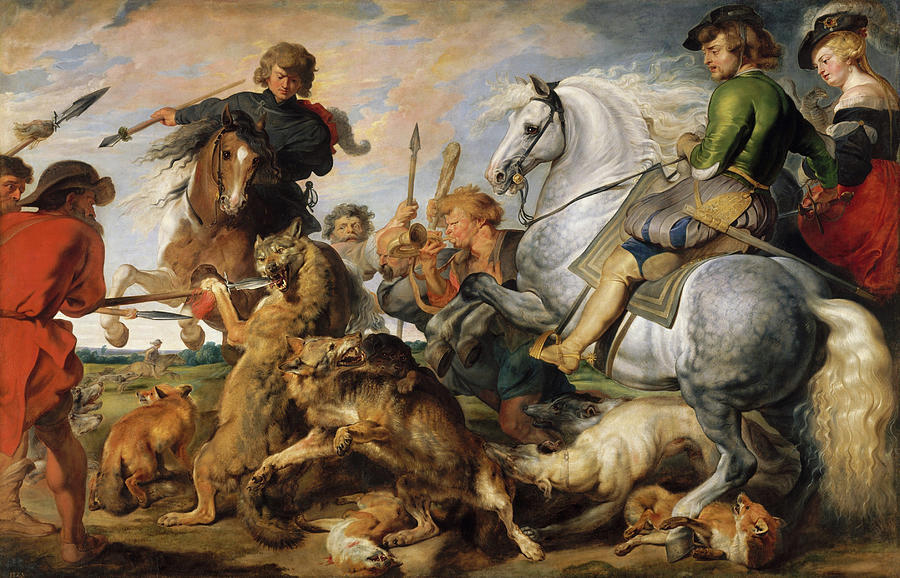 Peter Paul Rubens Painting - Wolf and Fox Hunt #8 by Peter Paul Rubens