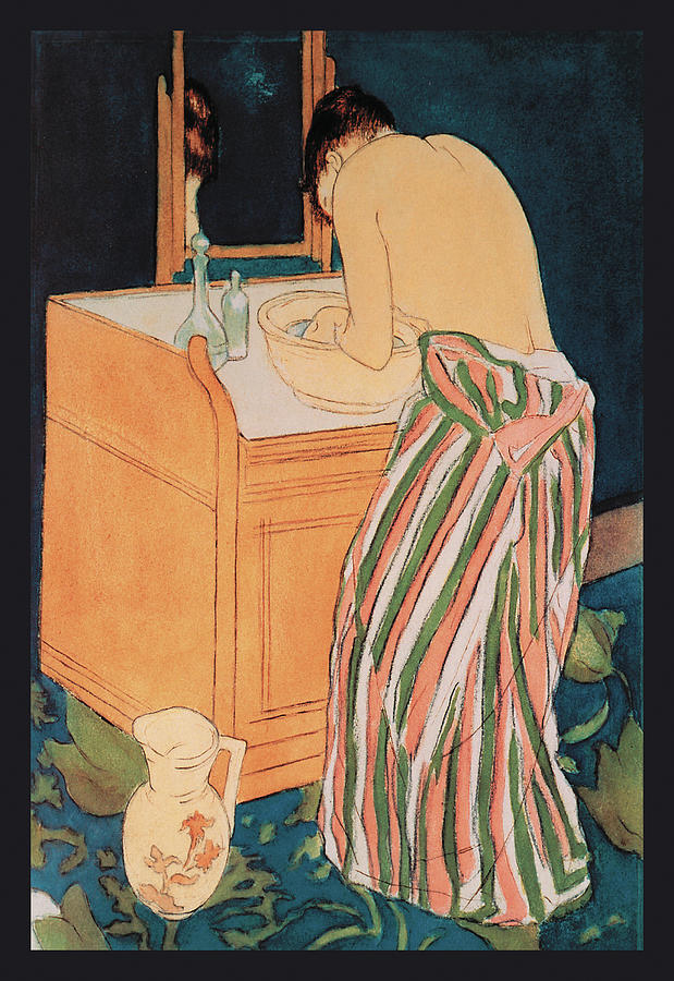 Woman Bathing Painting by Mary Cassatt