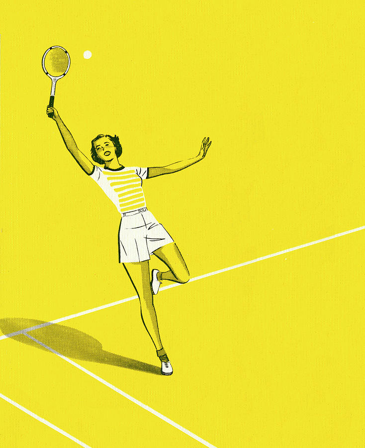Sports Drawing - Woman Playing Tennis #8 by CSA Images