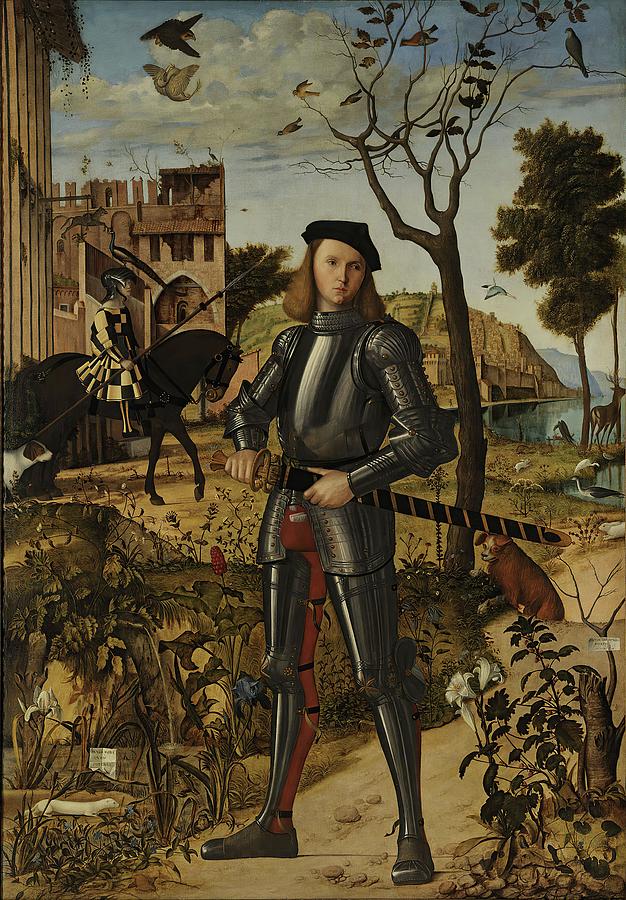 Knight Painting - Young Knight In A Landscape by Vittore Carpaccio