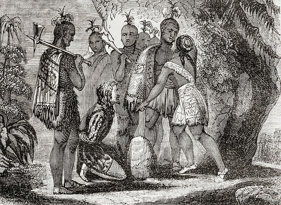 Pocahontas Drawing - Pocahontas interceding for the life of Smith by Ken Welsh