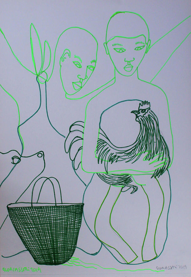 Kintu and Nambi Kintus Tasks #82 Painting by Gloria Ssali