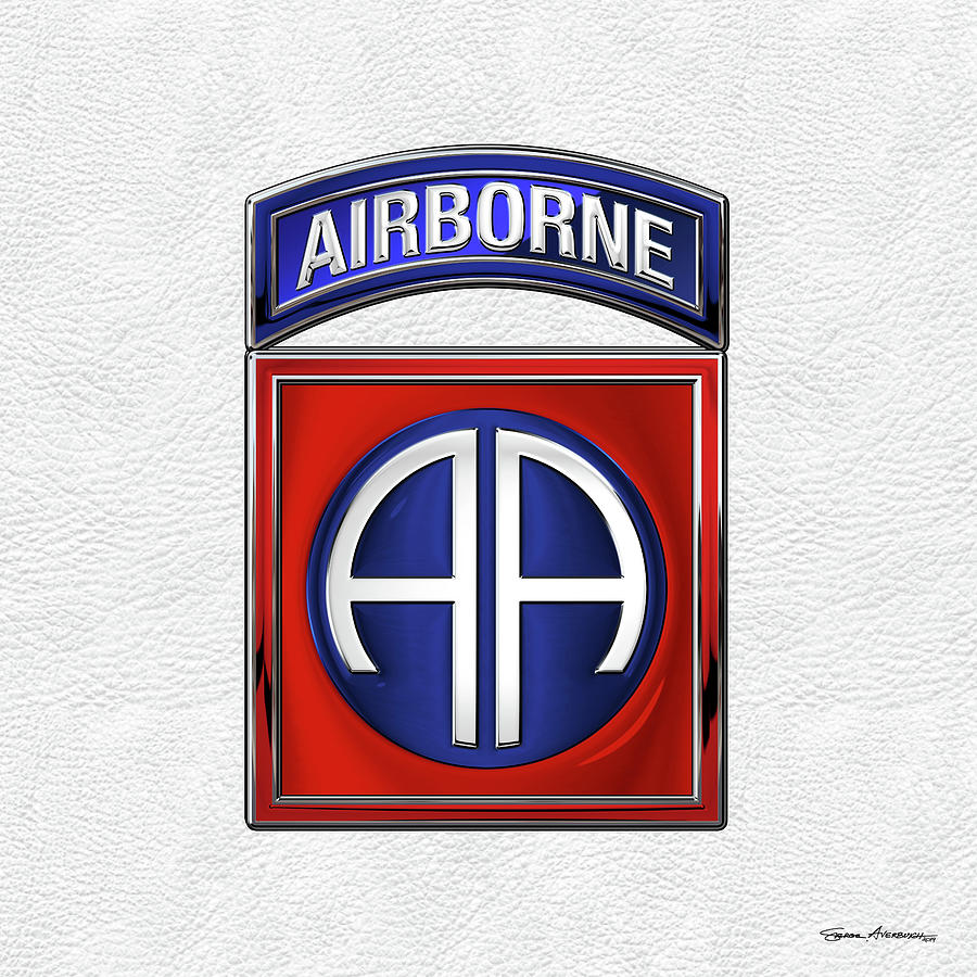 82nd Airborne Division - 82  A B N  Insignia over White Leather Digital Art by Serge Averbukh