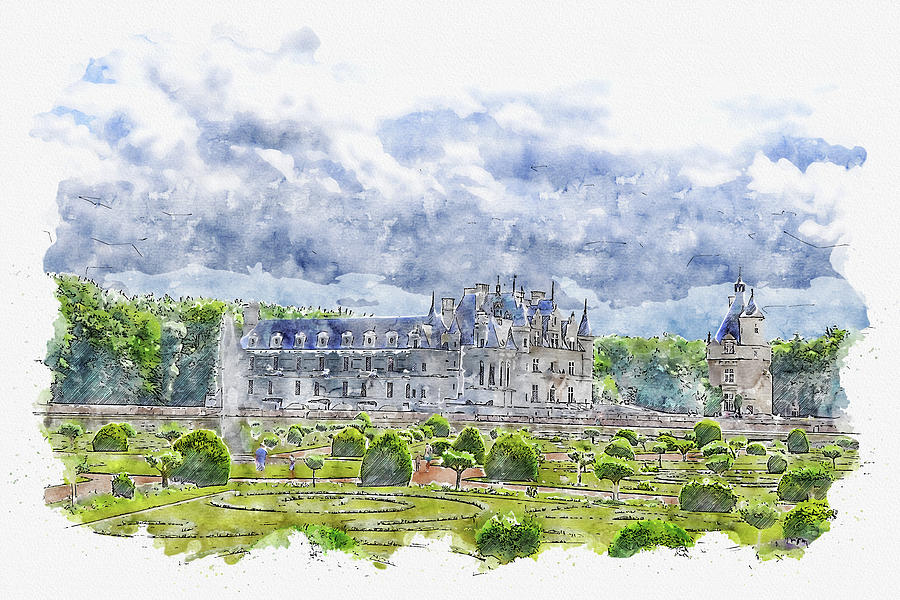 Architecture #watercolor #sketch #architecture #castle #9 Digital Art by TintoDesigns