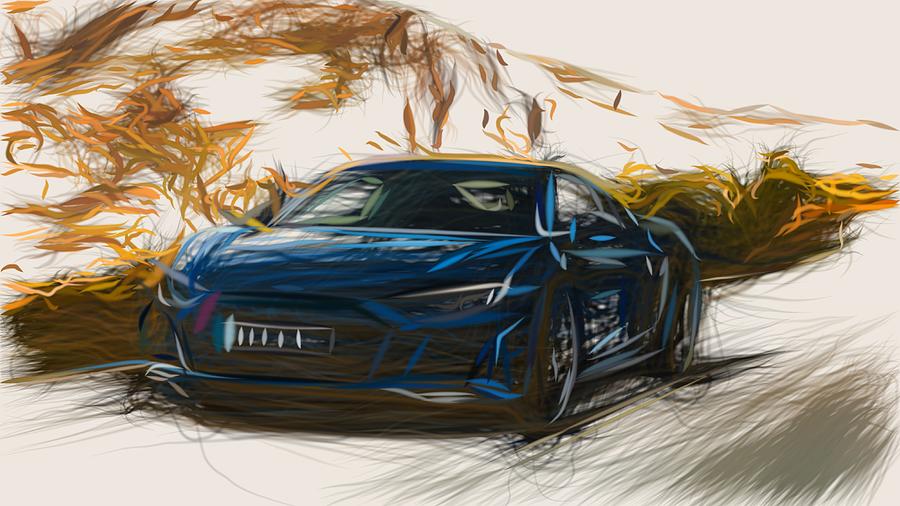 Audi R8 Drawing #10 Digital Art by CarsToon Concept