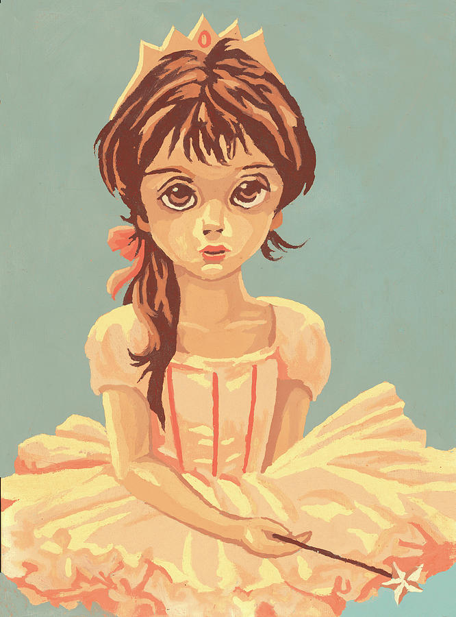 Vintage Drawing - Big-eyed girl #9 by CSA Images