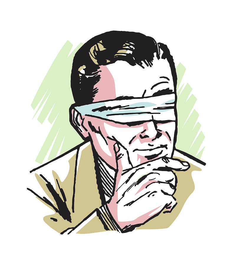 Vintage Drawing - Blindfolded Man #9 by CSA Images