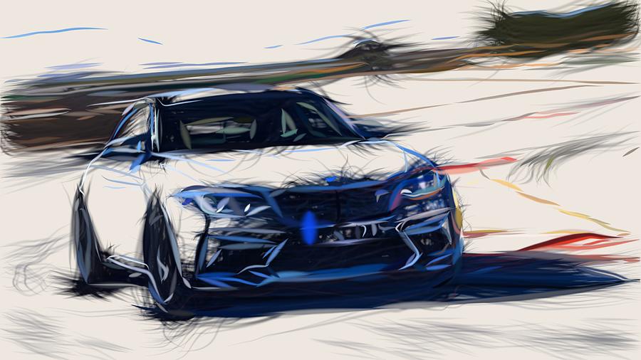 BMW M2 Drawing #10 Digital Art by CarsToon Concept