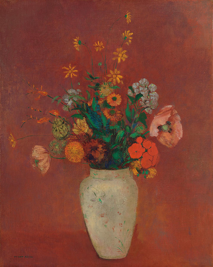 Odilon Redon Painting - Bouquet In A Chinese Vase #9 by Odilon Redon