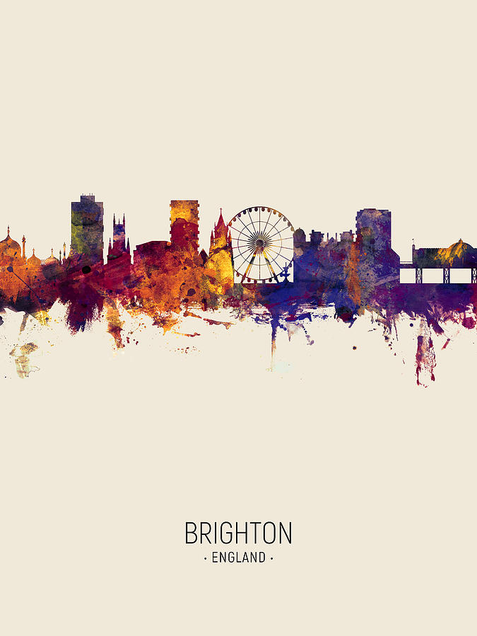 Skyline Digital Art - Brighton England Skyline #9 by Michael Tompsett