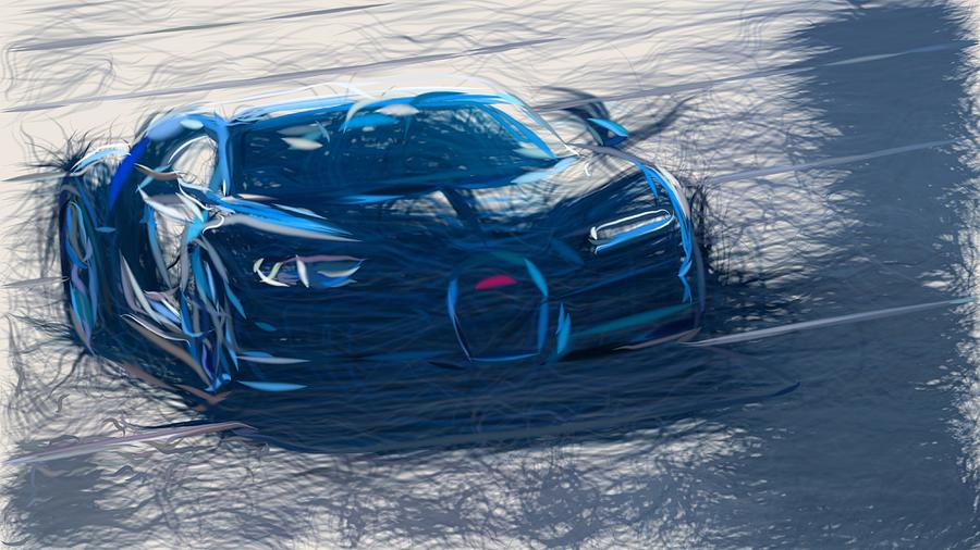 Bugatti Chiron Drawing #10 Digital Art by CarsToon Concept