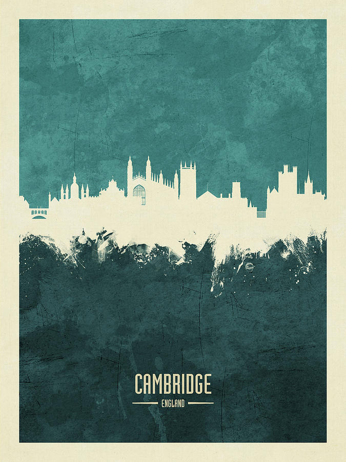 Cambridge Digital Art - Cambridge England Skyline #9 by Michael Tompsett