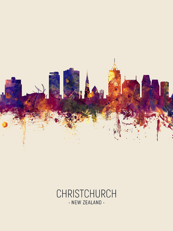 Christchurch New Zealand Skyline #9 Digital Art by Michael Tompsett