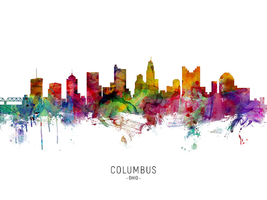 Columbus Digital Art - Columbus Ohio Skyline #9 by Michael Tompsett