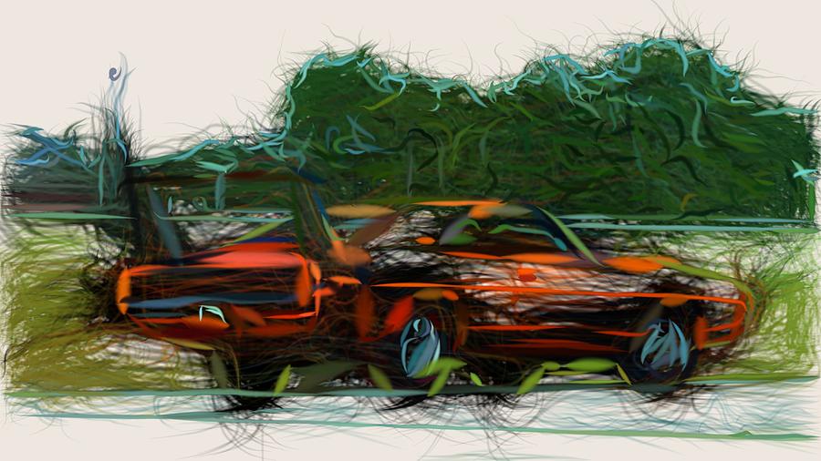 Dodge Charger Daytona Draw #9 Digital Art by CarsToon Concept