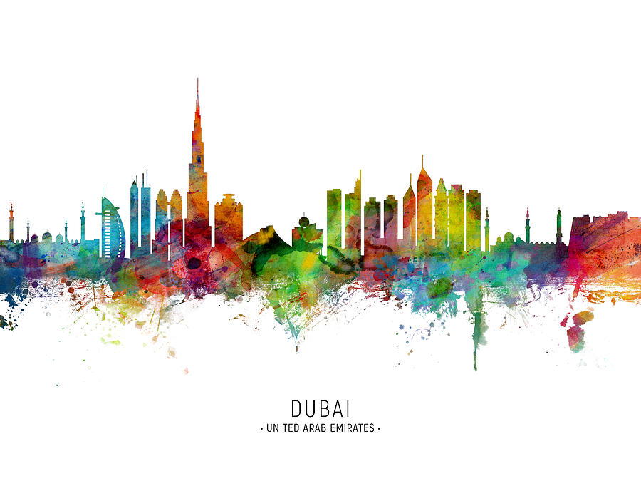 Dubai Skyline #9 Digital Art by Michael Tompsett