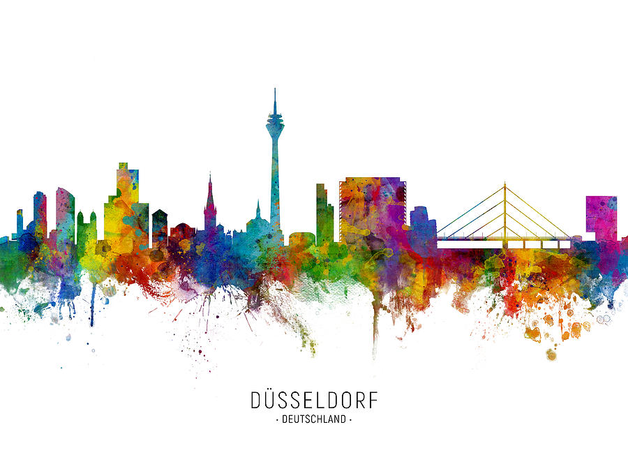 Dusseldorf Germany Skyline #9 Digital Art by Michael Tompsett