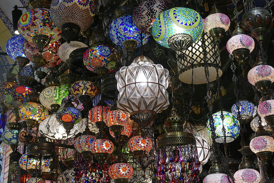 Exquisite glass lamps and lanterns in the Grand Bazaar  #9 Photograph by Steve Estvanik