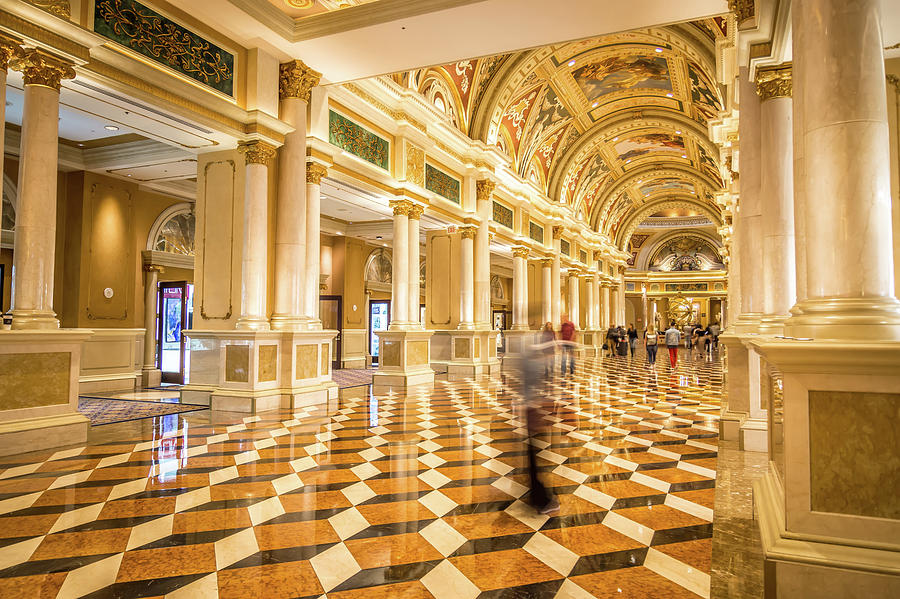 Fancy luxurious lobby balcony at venetian las vegas #9 Photograph by Alex Grichenko