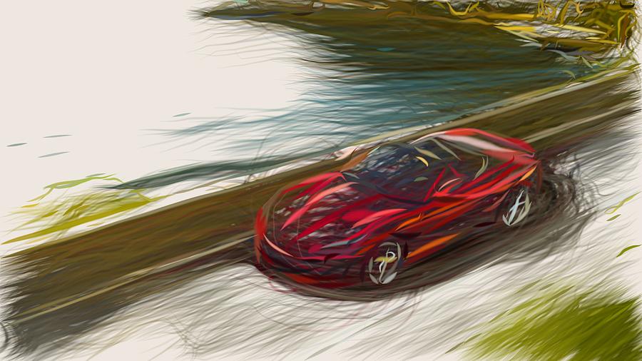 Ferrari Portofino Drawing #10 Digital Art by CarsToon Concept