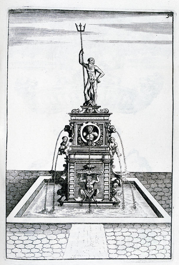Fountain Design, 1664. Artist Georg #9 Drawing by Print Collector