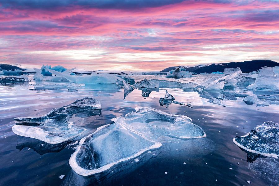 Nature Photograph - Icebergs In Jokulsarlon Glacial Lagoon #9 by Ivan Kmit