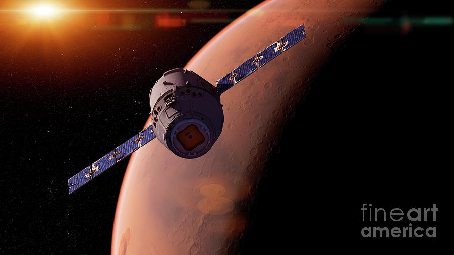 Illustration Of A Satellite In Front Of Mars #9 Photograph by Sebastian Kaulitzki/science Photo Library
