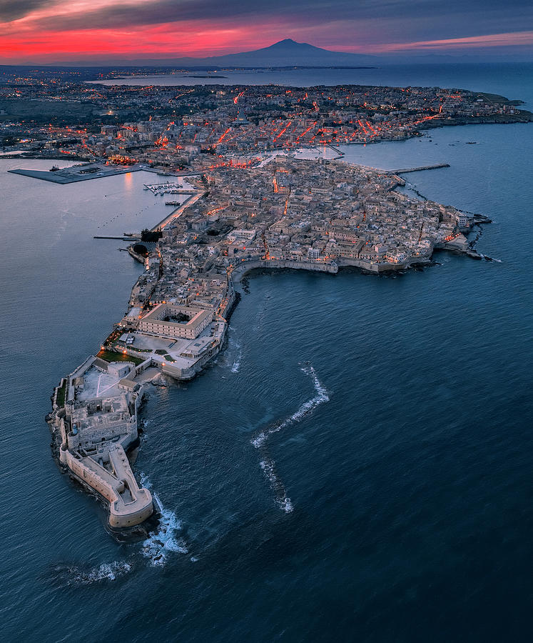 Italy, Sicily, Siracusa District, Siracusa, Ortigia, Mediterranean Sea, The Island Of Ortigia Seen From Above #9 Digital Art by Antonino Bartuccio