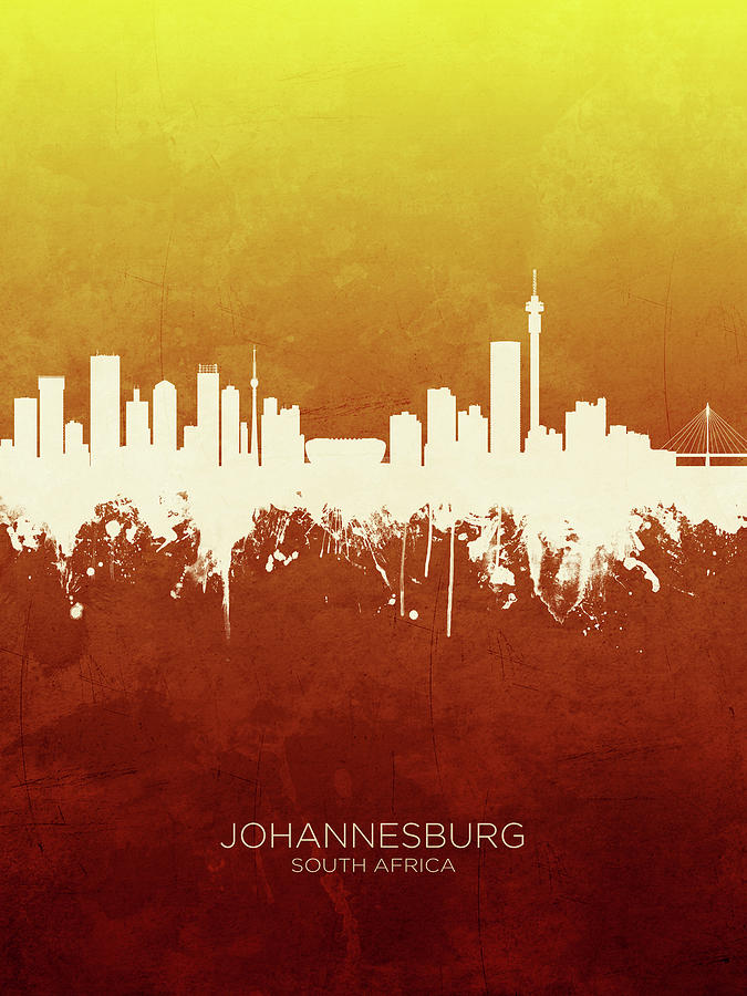 Skyline Digital Art - Johannesburg South Africa Skyline #9 by Michael Tompsett