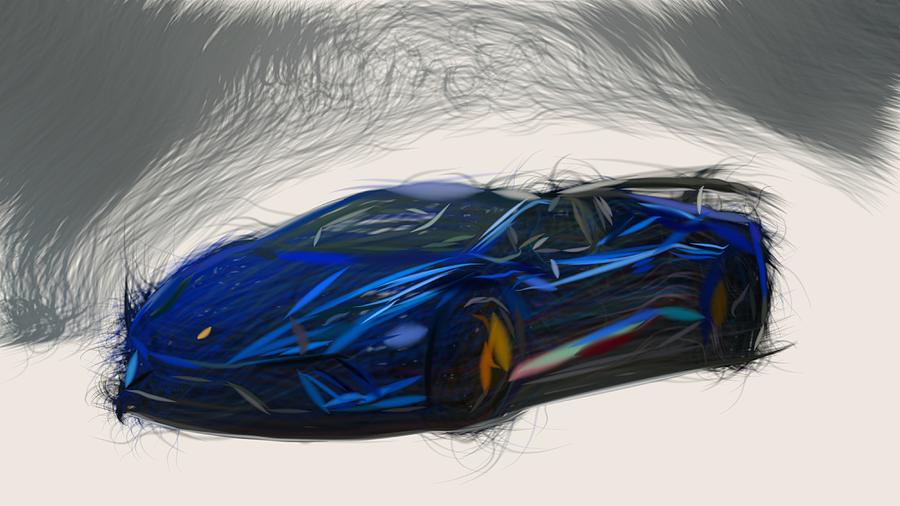 Lamborghini Huracan Performante Spyder Drawing #10 Digital Art by CarsToon Concept