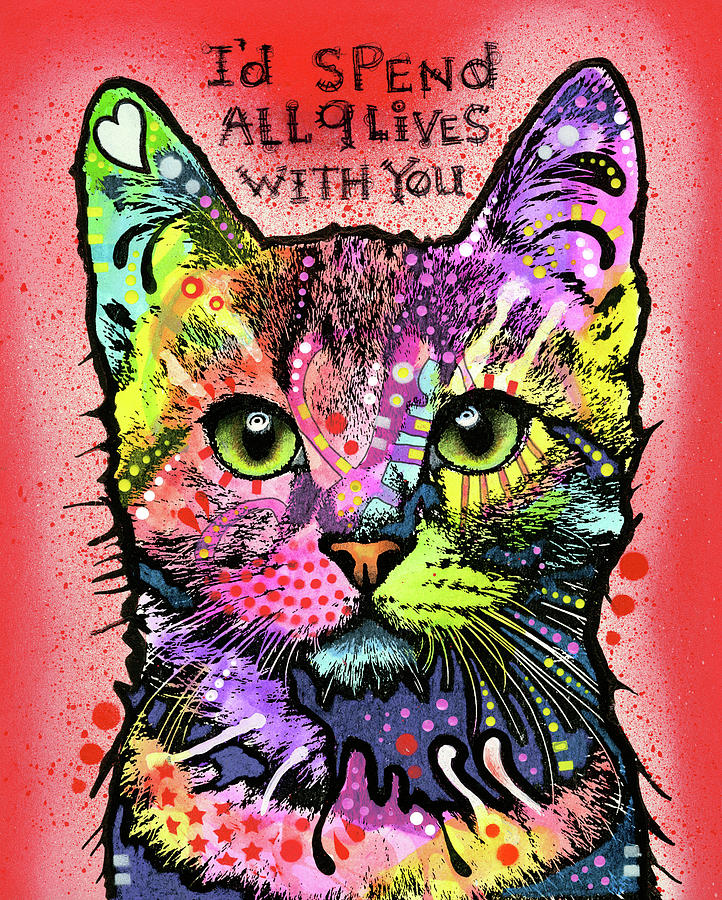 Cat Mixed Media - 9 Lives by Dean Russo