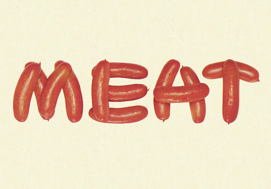 Vintage Drawing - Meat #9 by CSA Images