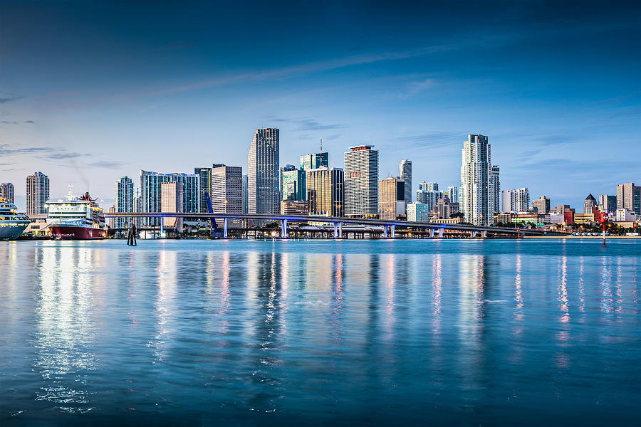 Cityscape Photograph - Miami, Florida, Usa Downtown Skyline #9 by Sean Pavone