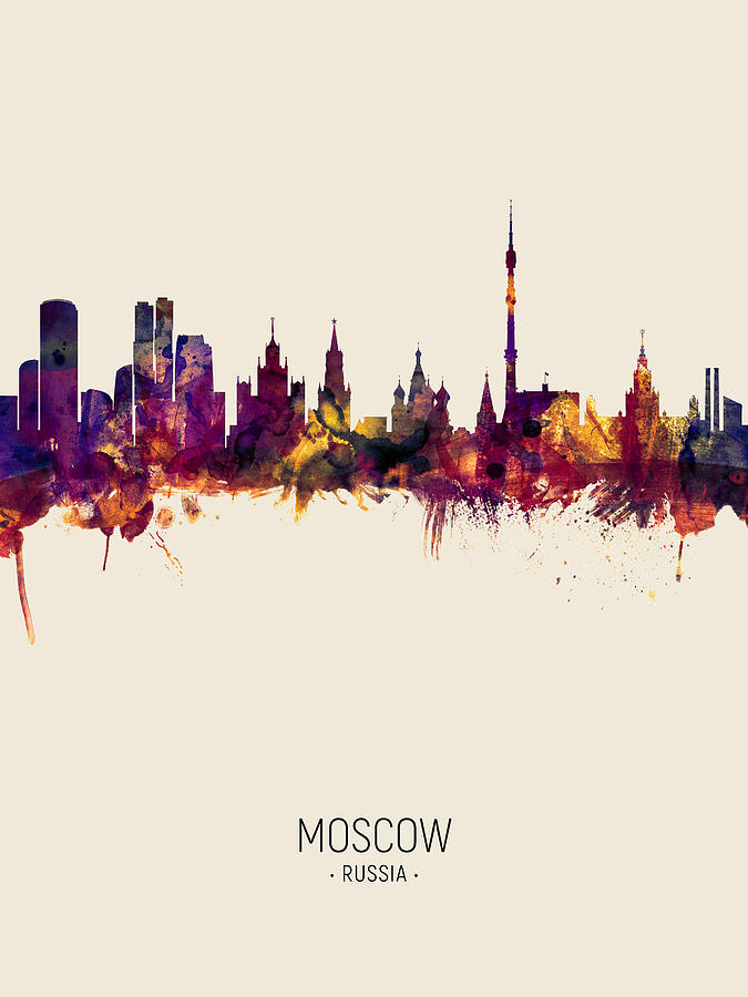 Moscow Digital Art - Moscow Russia Skyline #9 by Michael Tompsett