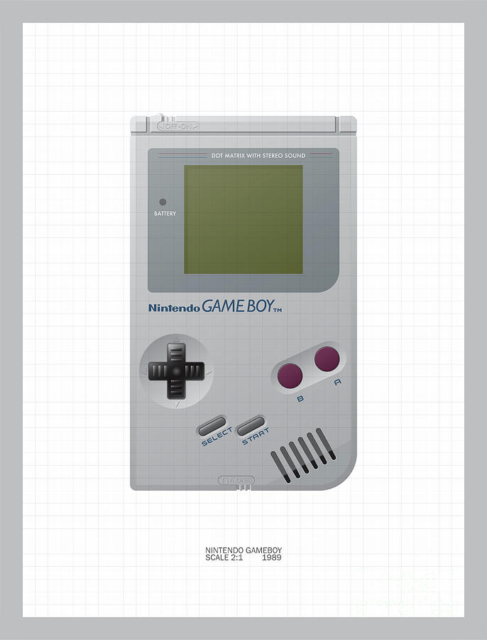 Nintendo Gameboy Mechanical Drawing Digital Art by Allan Swart Fine