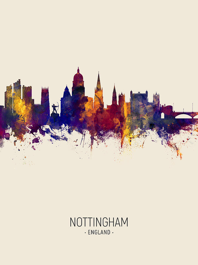 Nottingham England Skyline #9 Digital Art by Michael Tompsett