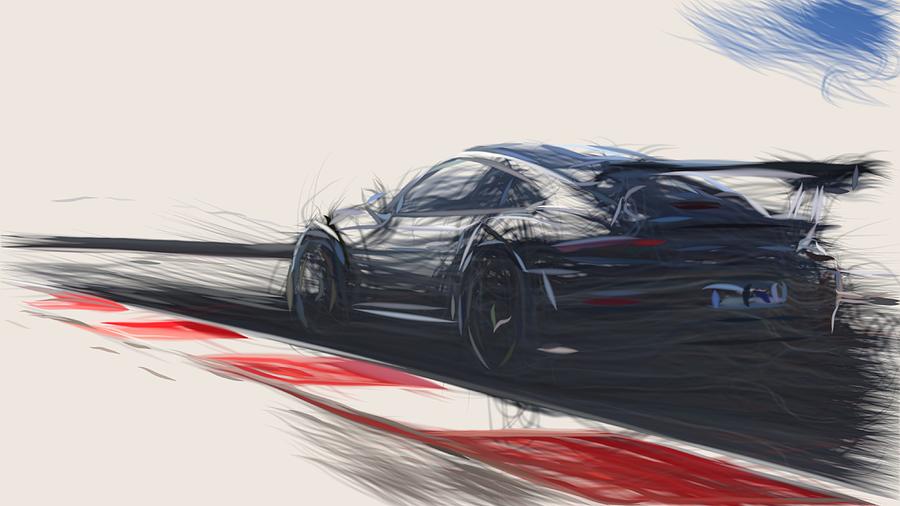 Porsche 911 GT2 RS Drawing #10 Digital Art by CarsToon Concept