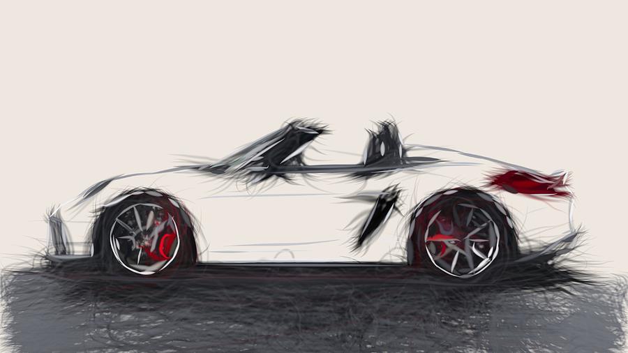 Porsche Boxster Spyder Draw #10 Digital Art by CarsToon Concept