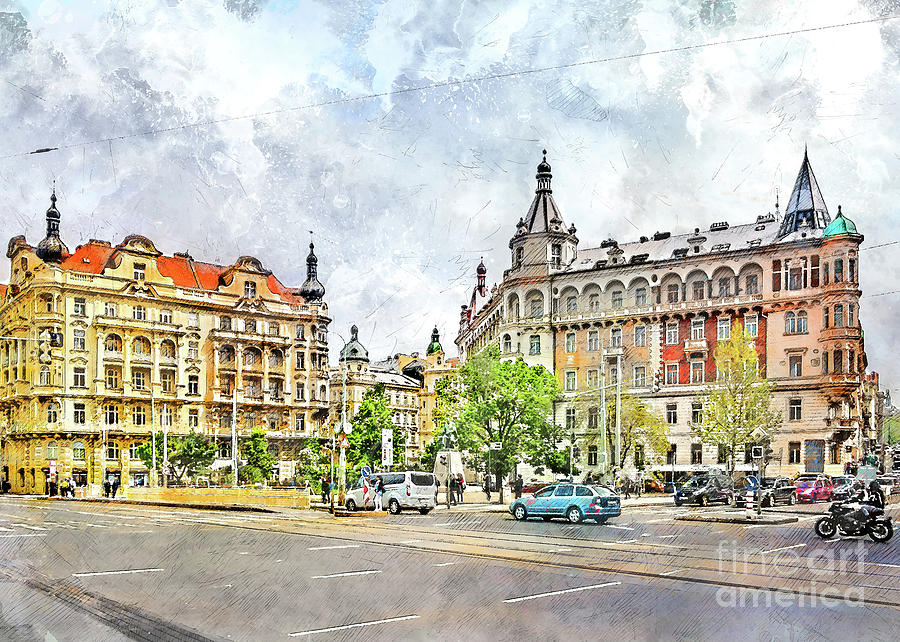 Praha city art #9 Digital Art by Justyna Jaszke JBJart