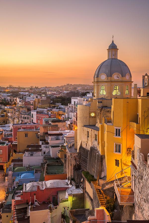 Architecture Photograph - Procida, Italy Old Town Skyline #9 by Sean Pavone